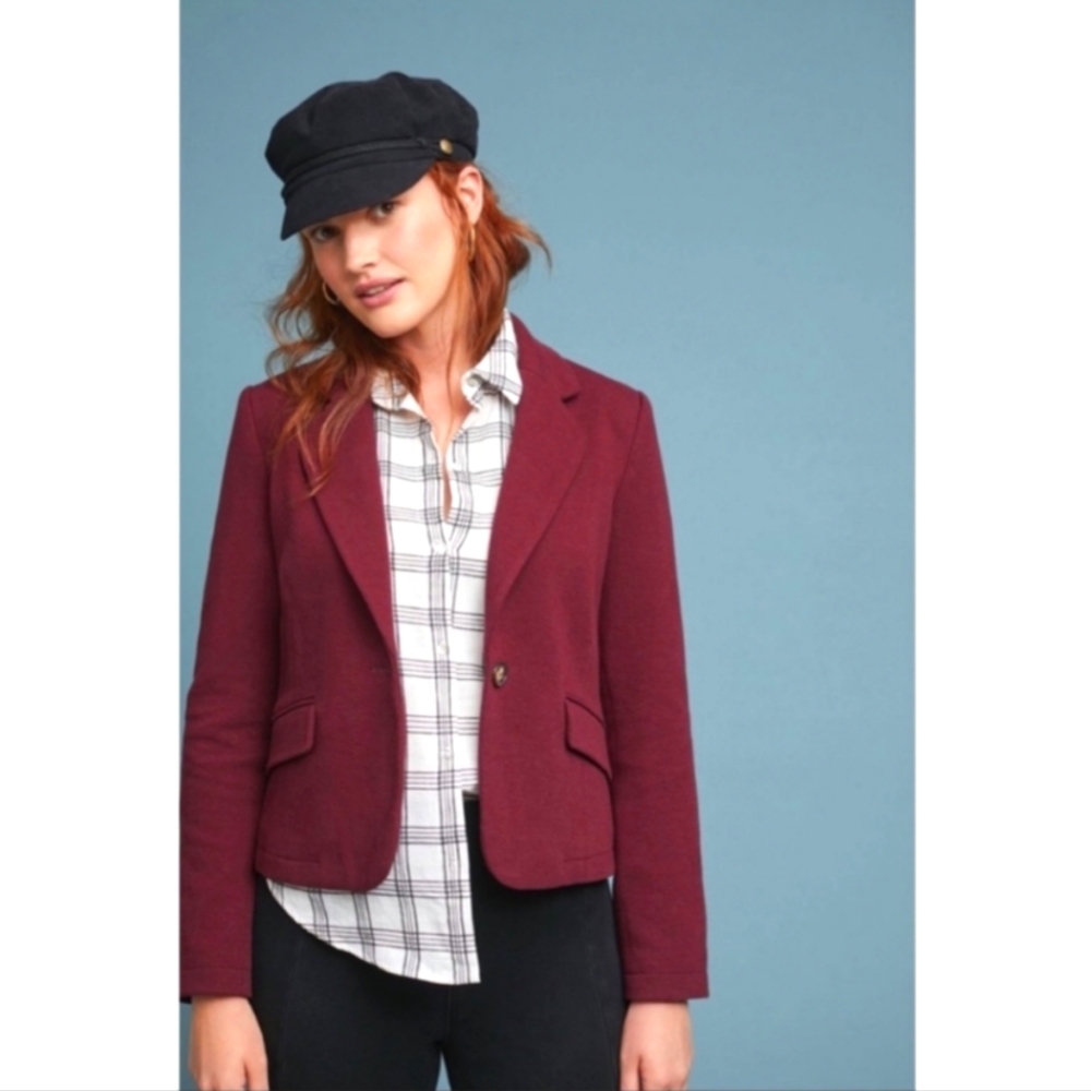Anthropologie Cartonnier burgundy color blazer